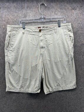 Tommy Bahama Shorts Mens 35 Beige Striped Cotton Chino 9 Inseam Casual Summer